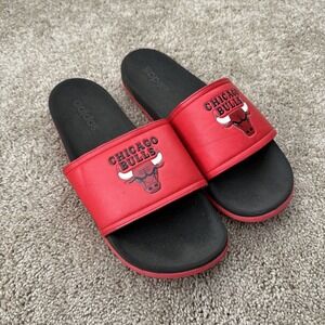 Adidas Shoes Men’s 11 Sandals Slides Chicago Bulls Adilette Slip On Red Casual